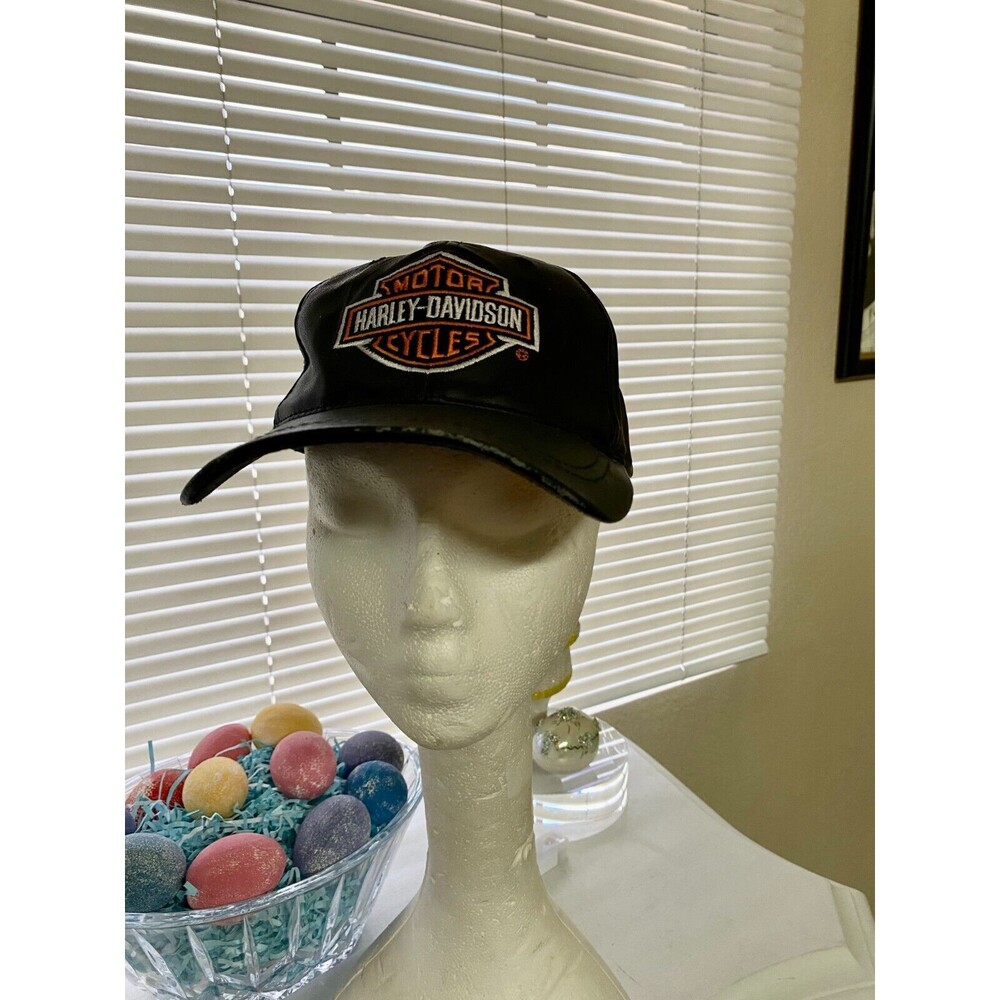 Harley Davidson Leather Cap/Officially Licensed Snapback/Black
